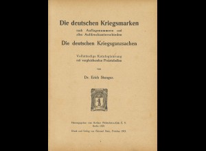 Dr. Erich Stenger	Die deutschen Kriegsmarken und Kriegsganzsachen (HC)