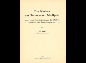 M. Stein	Die Marken der Warschauer Stadtpost ... (1919)