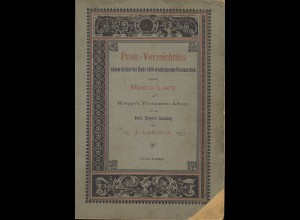Anselm Larisch: Preis-Verzeichnis ... (1890)