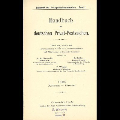 A. E. Glasewald: Handbuch der deutschen Privatpostwerthzeichen, Band I kpl.