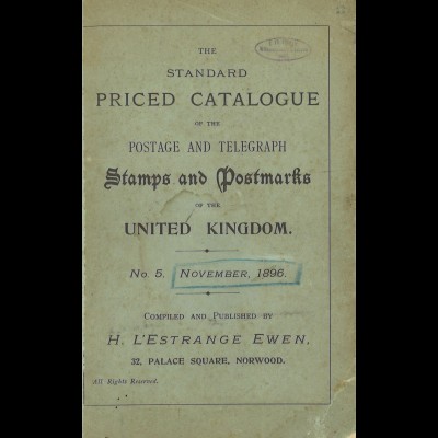 H. L’Estrange Ewen: The Standard Priced Catalogue ... (1896)