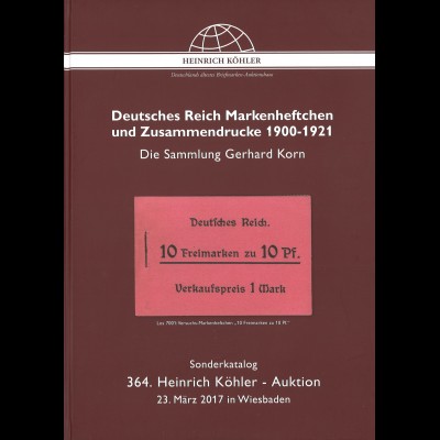 364. Heinrich Köhler-Auktion, 23.3.2017: Deutsches Reich MH + ZD 1900-1921