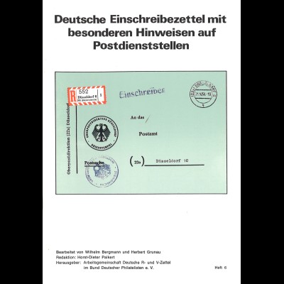 Deutsche Einschreibzettel mit besonderen Hinweisen auf Postdienststellen (1976)