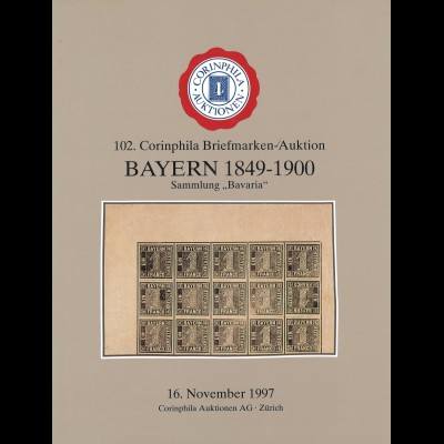 16.7.1997: 102. Corinphila-Auktion: - Bayern 1849-1900. Sammlung Bavaria