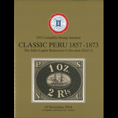 19,11,2014: 193. Corinphila-A.: CLASSIC PERU 1857-1872