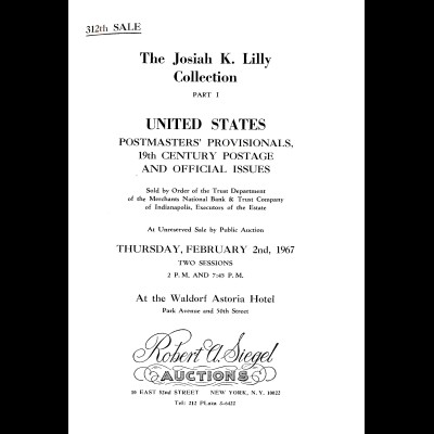 Siegel: The Joshia K. Lilly Collection, New York 1967–1968 (10 Kataloge) geb.