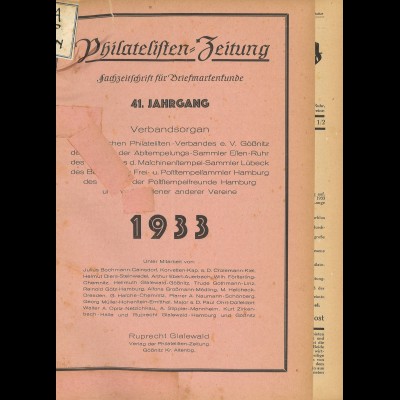 Philatelisten-Zeitung. 41. Jg. 1933