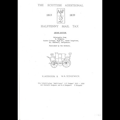 K. Hodgson/W.A. Sedgewick: The Scottish Additional Halfpenny Mail Tax (2. Aufl.)