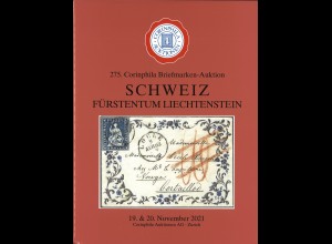 Corinphila-Auktion 275/19.-20..11.2021: Schweiz/ Fürstentum LLiechtenstein