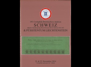 Corinphila-Auktion 195/Nov. 2014: Schweiz / Fürstentum Liechtenstein