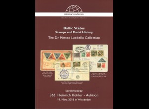 Heinrich-Köhler-Auktion 366 (März 2018): Baltic States. Stamp and Postal History