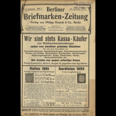 Berliner Briefmarken-Zeitung Jg. 1913