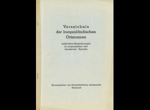 Karl Semmelweis: Verzeichnis der burgendländischen Ortsnamen (1954)