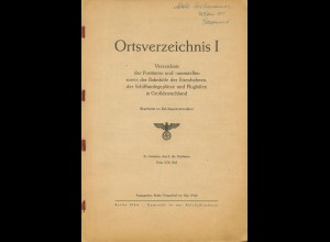 Reichspostzentralamt: Ortsverzeichnis I (1944)