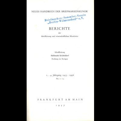 H. Kricheldorf (Red.): Neues Handbuch der Briefmarkenkunde 1953-1956