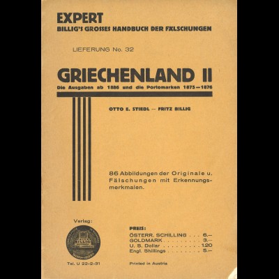 Stiedl/Billig: Großes Handbuch der Fälschungen. Griechenland II