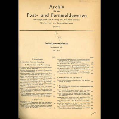 Archiv für das Post- und Fernemdelwesen (14. Jg. 1962)