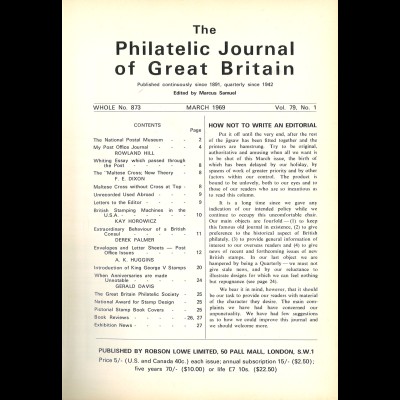 The Philatelic Journal of Great Britin (Jg. 1969-1971)