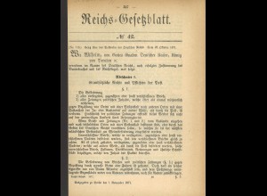  Reichsgesetzblatt (2 verschied.) zu Post- und Telegraphenordnung 1871/72