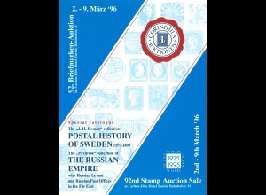 Corinphila-Auktion 92, März 1996: Postal History of Sweden / The Russian Empire
