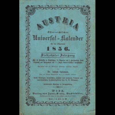 AUSTRIA Österreichischer Universal-Kalender für das Schaltjahr 1856 (17. Jg.)