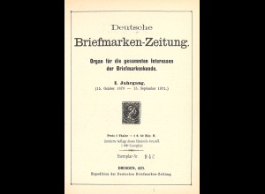 Deutsche Briefmarken-Zeitung 1. Jg. 1870/71 /Reprint)