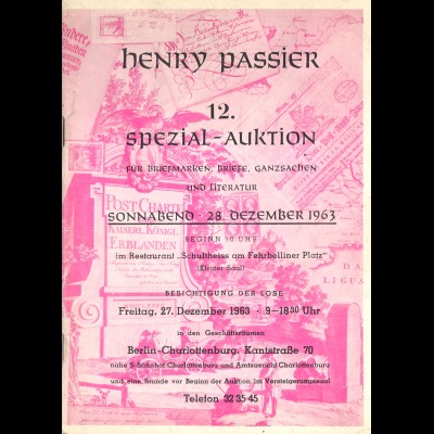 Henry Passier - Spezialauktionen (Lot aus Nr. 12/1963 bis 46/1973)