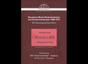 364. H. Köhler-Auktion 23.3.2017: Deutsches Reich Markenheftchen ...