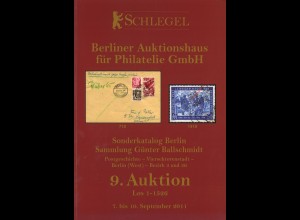 9. Schlegel-Auktion Sept. 2011: Sonderkatalog Berlin. Sammlung G. Ballschmidt