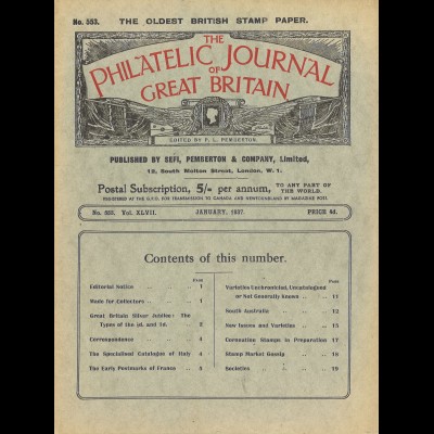 The Philatelic Journal of Great Britain (Sammel-Los aus den Jahren 1937-1944)