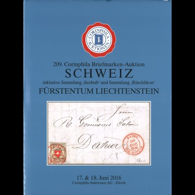 209. Corinphila-Auktion 17.-18.6.2016: Schweiz & Fürstentum Liechtenstein