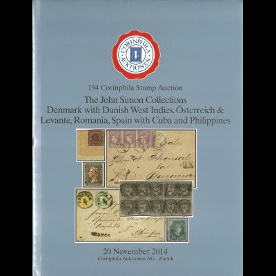 294. Corinphila-Auktion 20.11.2014: The John Simons Collections