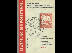 Deutsche Schutzgebiete und Auslandspostämter. Bewertung der Poststempel (1963)