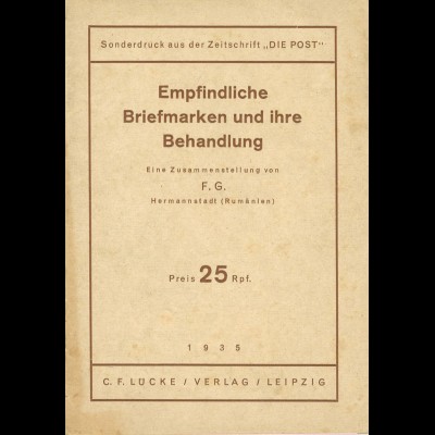 Empfindliche Briefmarken und ihre Behandlung (1935)