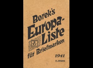 Borek's Europa-Liste für Briefmarken 1941