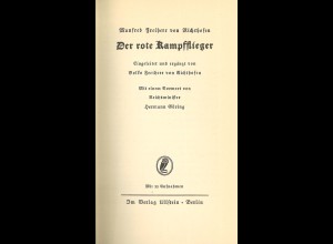 Manfred Freiherr von Richthofen: Der rote Kampfflieger (1933)
