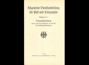 Allgemeine Dienstanweisung für Post und Telegraphie (Telegraphenordnung 1926)